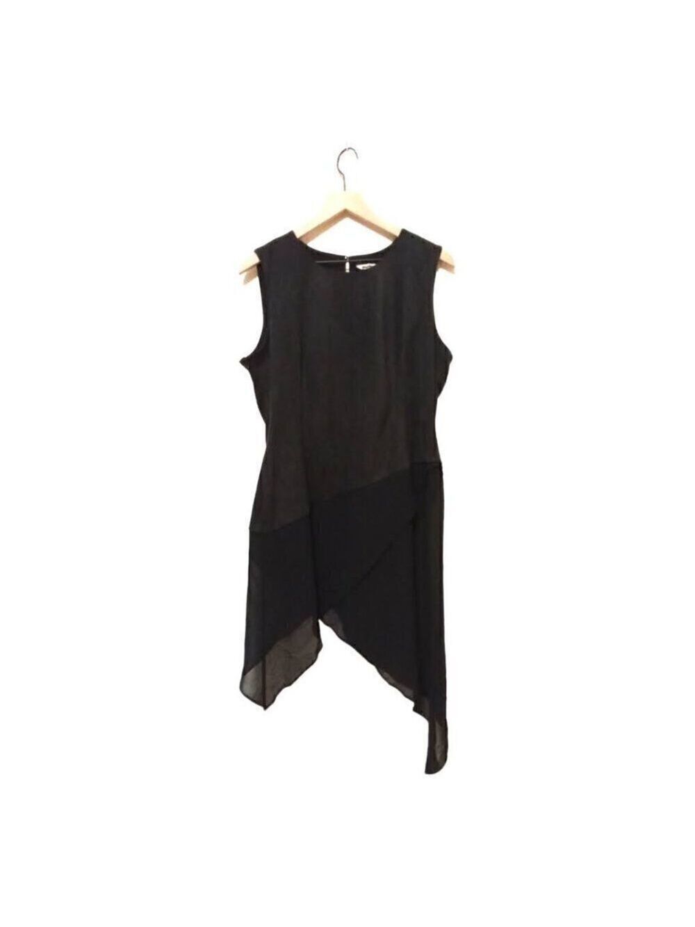 SOFT Surroundings NWOT Sleeveless Faux Suede Chiffon Asymmetrical Tunic Top Sz L